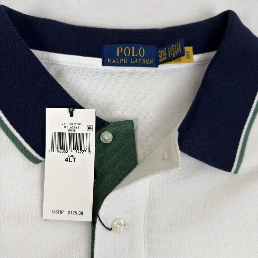 Polo Ralph Lauren Classic Fit Polo Shirt Big &Tall Men's 4XLT White NWT $125 - Picture 2 of 10